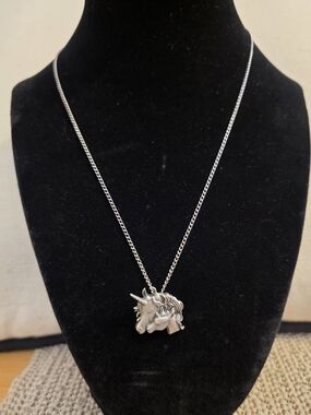 Charisma Solid Pewter Unicorn Mother And Baby's Head Pendant Necklace